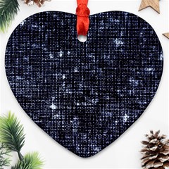 Geometric Dark Blue Abstract Print Pattern Heart Ornament (two Sides) by dflcprintsclothing