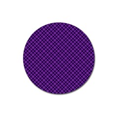 Purple, Black And Yellow Color Plaid, Retro Tartan Pattern Magnet 3  (round) by Casemiro