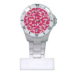 Pink Tiles Plastic Nurses Watch by designsbymallika