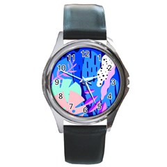 Aquatic Surface Patterns Round Metal Watch by Designops73