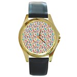 Cactus Love Round Gold Metal Watch Front