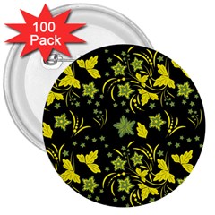 Folk Flowers Art Pattern Floral  Surface Design  Seamless Pattern 3  Buttons (100 Pack)  by Eskimos