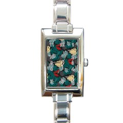 Tropical Autumn Leaves Rectangle Italian Charm Watch by tmsartbazaar