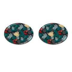 Tropical Autumn Leaves Cufflinks (oval) by tmsartbazaar