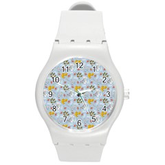 Blue Florals Round Plastic Sport Watch (m)