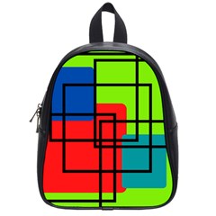 Colorful Rectangle Boxes School Bag (small) by Magicworlddreamarts1