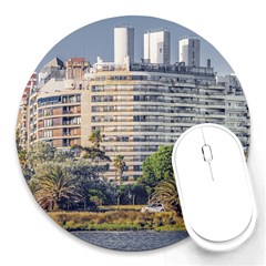 Urban Coastal Scene, Montevideo Uruguay Round Mousepads by dflcprintsclothing