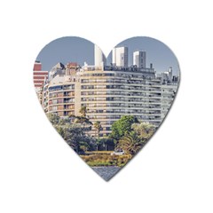 Urban Coastal Scene, Montevideo Uruguay Heart Magnet by dflcprintsclothing