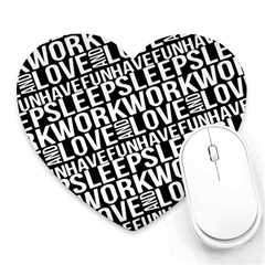 Sleep Work Love And Have Fun Typographic Pattern Heart Mousepads