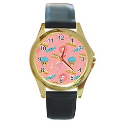 Toothy Sweets Round Gold Metal Watch by SychEva