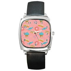 Toothy Sweets Square Metal Watch by SychEva