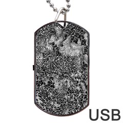 Grey And White Grunge Camouflage Abstract Print Dog Tag Usb Flash (one Side) by dflcprintsclothing