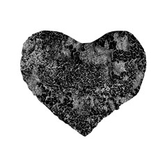 Grey And White Grunge Camouflage Abstract Print Standard 16  Premium Flano Heart Shape Cushions by dflcprintsclothing