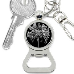 Black And White Lilies Botany Motif Print Bottle Opener Key Chain