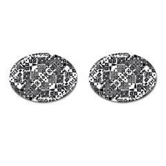 Black And White Geometric Print Cufflinks (oval)