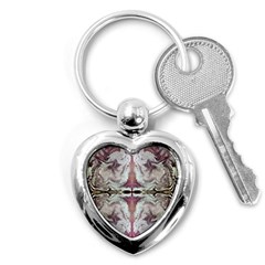 White Burgundy Repeats Key Chain (heart) by kaleidomarblingart