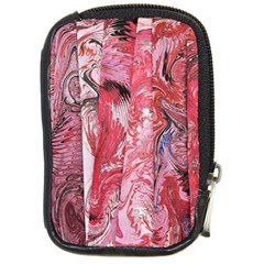 Pink Marbling Collage Compact Camera Leather Case by kaleidomarblingart