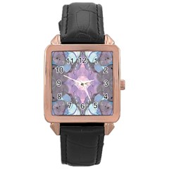 Marbled Patterns Rose Gold Leather Watch  by kaleidomarblingart