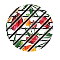 Stripes Tulips Pattern Mini Round Pill Box (pack Of 5)