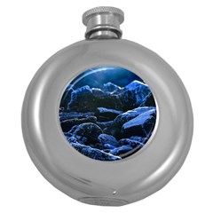 Big Rocks Illuminated By Sunlight Print Round Hip Flask (5 Oz) by dflcprintsclothing