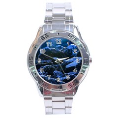 Big Rocks Illuminated By Sunlight Print Stainless Steel Analogue Watch by dflcprintsclothing