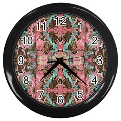 Velvet Arabesque Wall Clock (black) by kaleidomarblingart