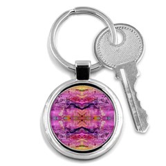 Magenta Kaleidoscope Key Chain (round) by kaleidomarblingart