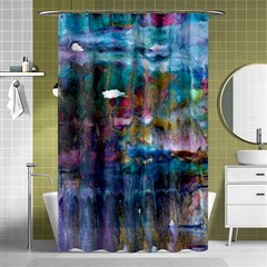 Abstract Turquoise Shower Curtain 48  X 72  (small)  by kaleidomarblingart