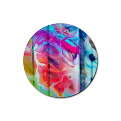 Fluorescent Rubber Coaster (round)  by kaleidomarblingart