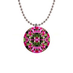 Magenta Repeats 1  Button Necklace by kaleidomarblingart