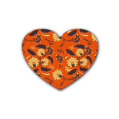 Folk Flowers Pattern  Heart Coaster (4 Pack)  by Eskimos