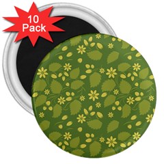 Folk Flowers Pattern Floral Surface Design  3  Magnets (10 Pack)  by Eskimos