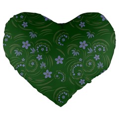 Folk Flowers Pattern Floral Surface Design Large 19  Premium Flano Heart Shape Cushions by Eskimos