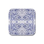 Blue biro arabesque  Rubber Square Coaster (4 pack)  Front