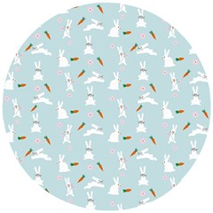 Funny And Funny Hares  And Rabbits In The Meadow Wooden Puzzle Round by SychEva