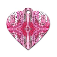 Magenta Marbling Symmetry Dog Tag Heart (two Sides) by kaleidomarblingart