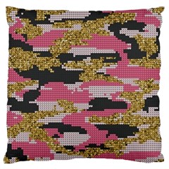 Abstract Glitter Gold, Black And Pink Camo Standard Flano Cushion Case (two Sides) by AnkouArts