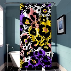 Black Leopard Print With Yellow, Gold, Purple And Pink Shower Curtain 36  X 72  (stall)  by AnkouArts