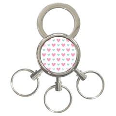 Pink Hearts One White Background 3-ring Key Chain by AnkouArts