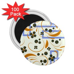 Folk Flowers Pattern Floral Surface Design 2 25  Magnets (100 Pack)  by Eskimos