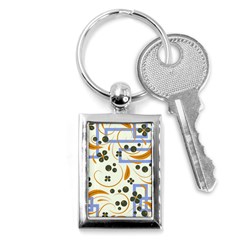 Folk Flowers Pattern Floral Surface Design Key Chain (rectangle) by Eskimos