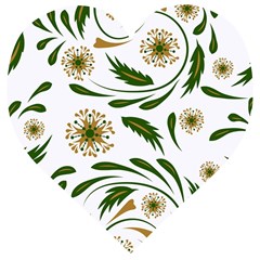 Folk Flowers Pattern Floral Surface Design Wooden Puzzle Heart by Eskimos