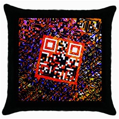 Root Humanity Bar And Qr Code In Flash Orange And Purple Throw Pillow Case (black)