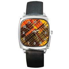 Root Humanity Orange Yellow And Black Square Metal Watch by WetdryvacsLair