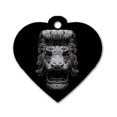 Creepy Lion Head Sculpture Artwork 2 Dog Tag Heart (two Sides) by dflcprintsclothing