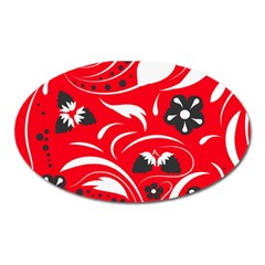 Folk Flowers Pattern  Oval Magnet by Eskimos