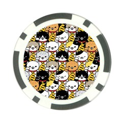 Cat-seamless-pattern-lucky-cat-japan-maneki-neko-vector-kitten-calico-pet-scarf-isolated-repeat-back Poker Chip Card Guard (10 Pack) by elchino