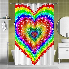 Tie Dye Heart Colorful Prismatic Shower Curtain 48  X 72  (small)  by Sapixe