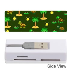 Turtle And Palm On Green Pattern Memory Card Reader (stick) by Daria3107