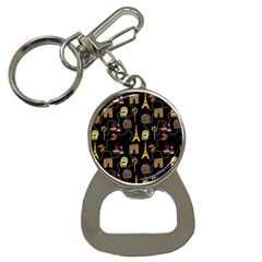 Paris Street Pattern On Black Bottle Opener Key Chain by Daria3107